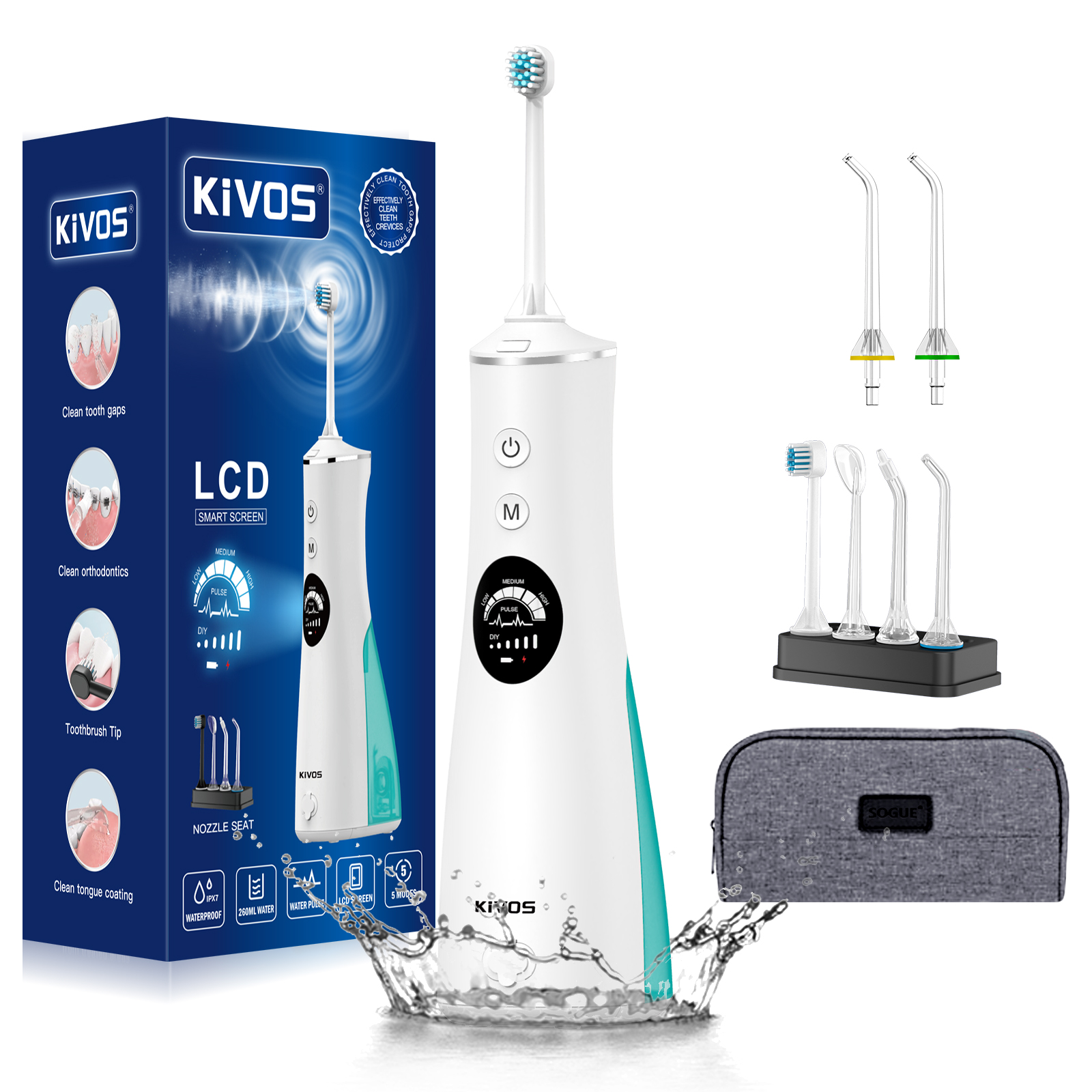 KiVOS 智能显示冲牙器 白色